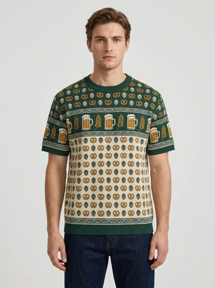 Decorative Hop Pattern Knit Shirt