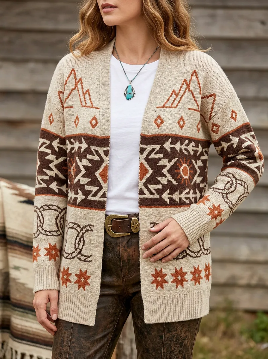 Classic Mountain Women's Western Knit Cardigan