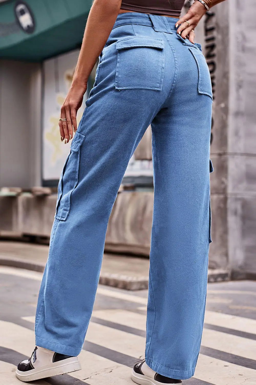 Buttoned High Waist Loose Fit Denim Jeans
