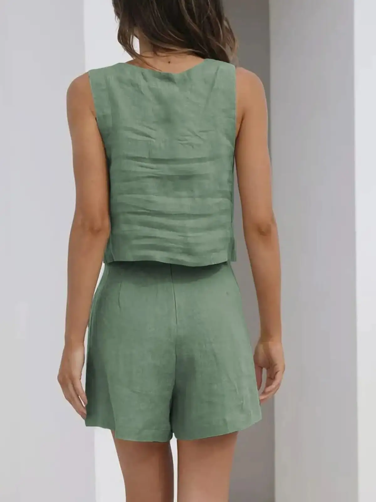 Square-Neck Shorts Matching Set