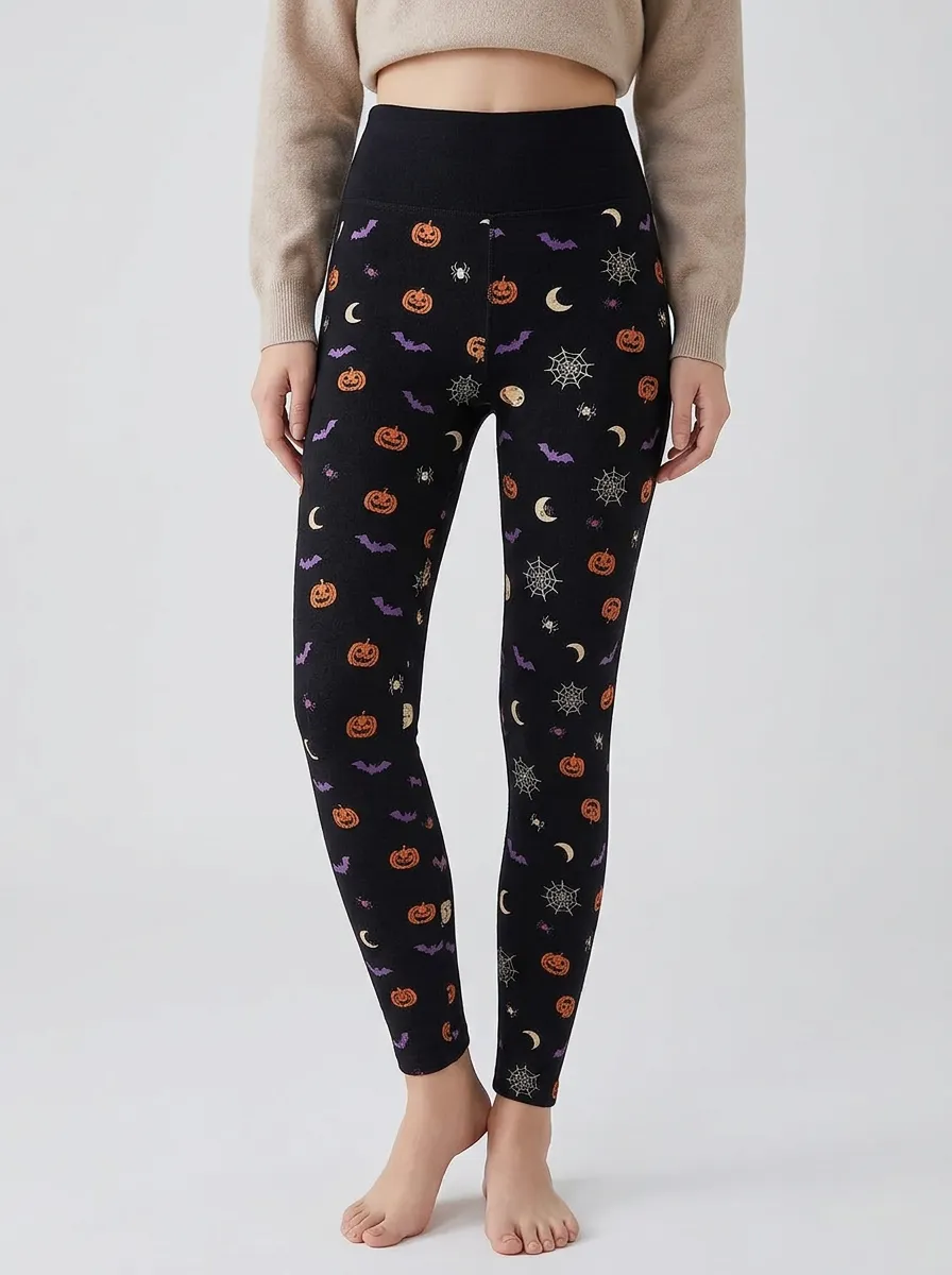 Women's Ravenwood Halloween Pumpkin Bat Spiderweb Leggings