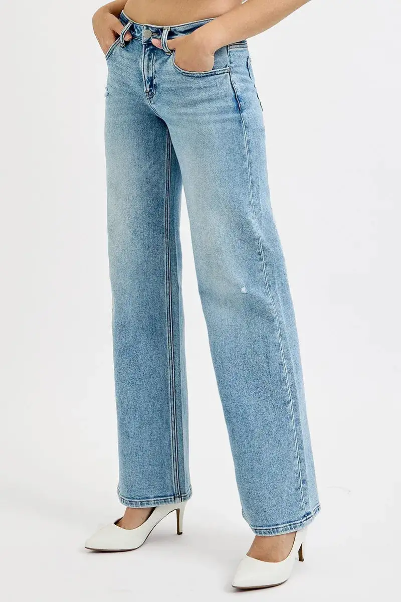 Low Rise Distressed Denim Jeans