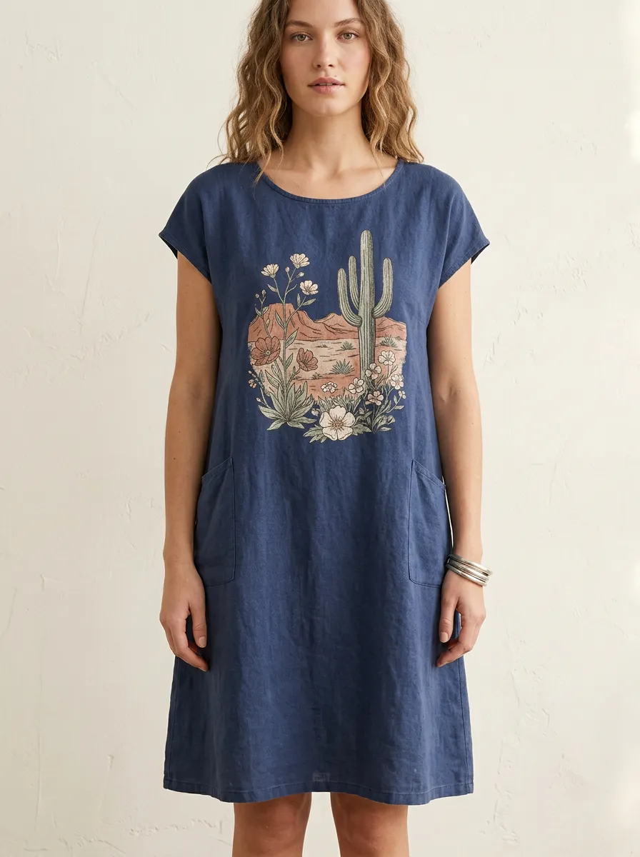 Desert Lover Cactus Floral Tunic Top