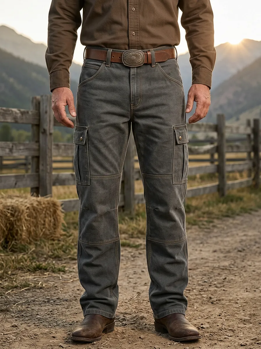 Men's Double Knee Straight Leg Cargo Pants