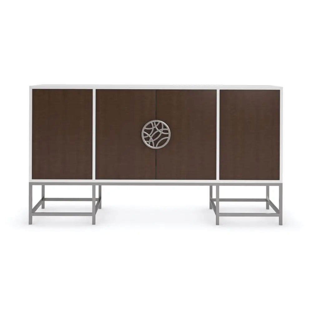 Fluted Wooden Four-Door Sideboard