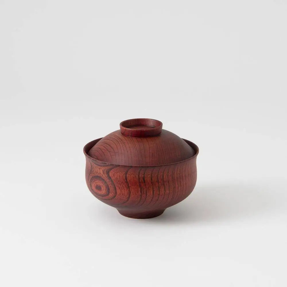 Lidded Wood-Grain Soup Bowl