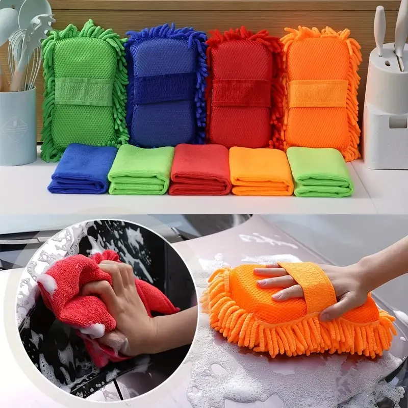 Super Absorbent Chenille Sponge Microfiber Car Wash Towel Set