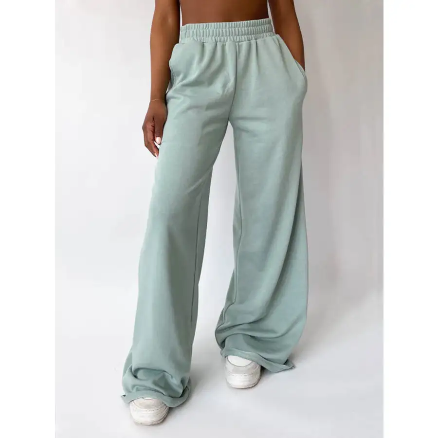 Classic Elastic Waist Wide Leg Pants