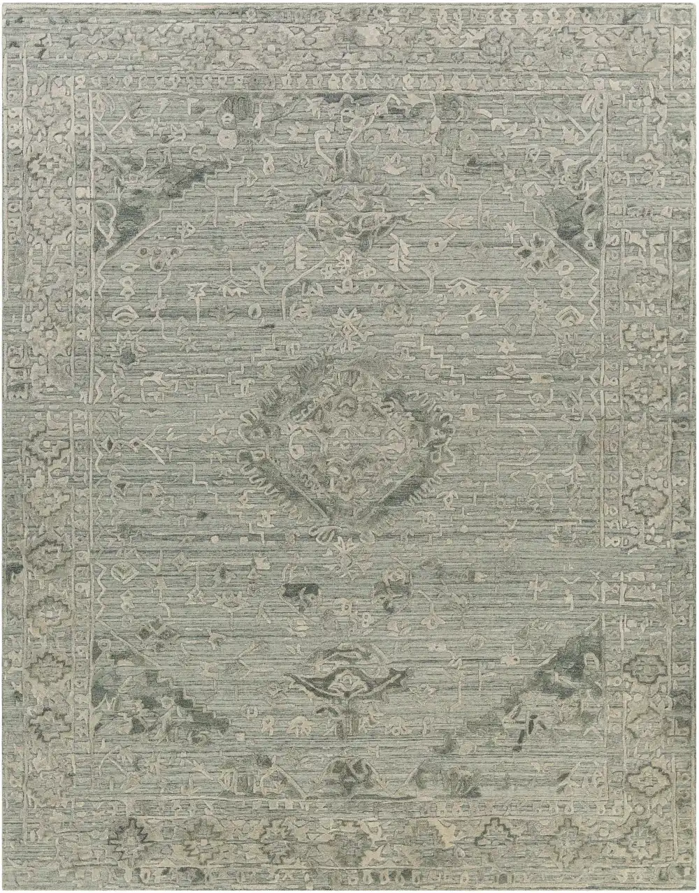 Layered Traditional Hand Loomed Wool Area Rug