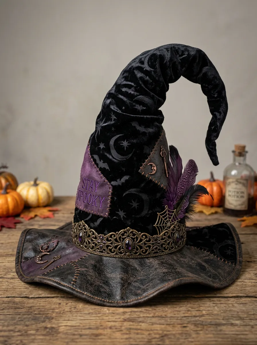 Feather Star Halloween Witch Hat