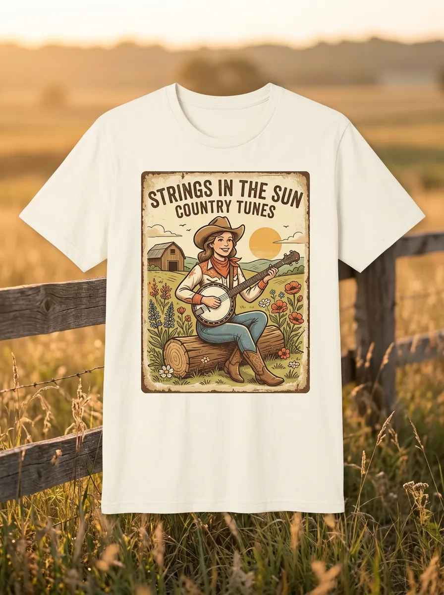 Nashville-Inspired Banjo Country Music Graphic T-Shirt
