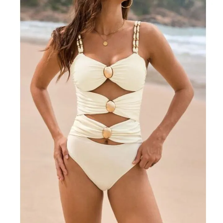 Women's Ruched Cutout Sweetheart-Neck One-Piece Swimsuit