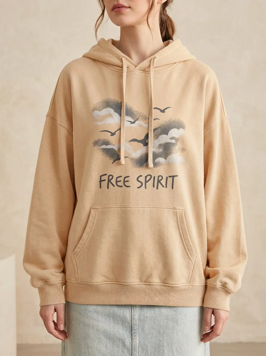 Free Spirit Nature Clouds Birds Hoodie