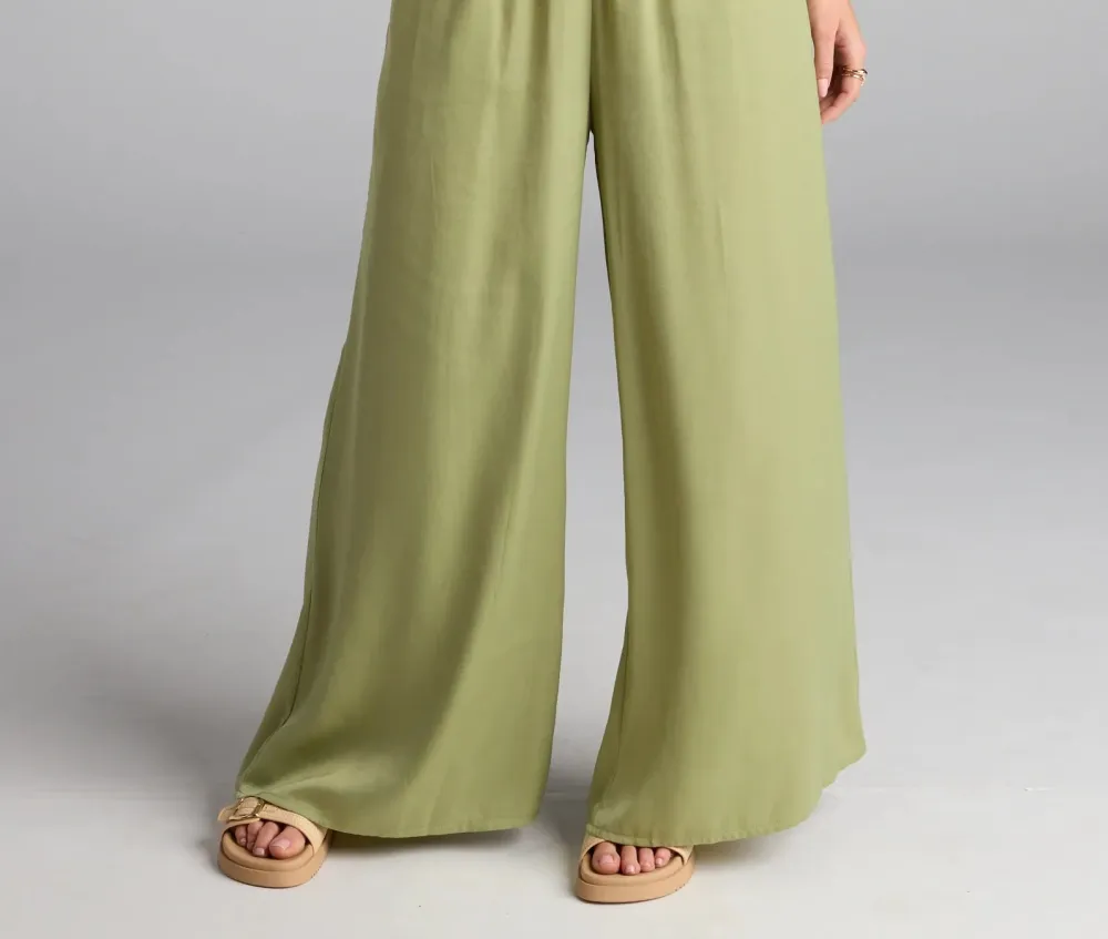 Satin Wide-Leg Pants