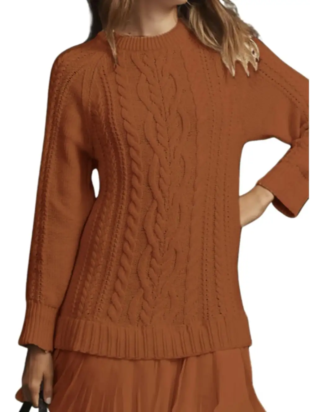 Cable Knit Chiffon Patchwork Mini Dress