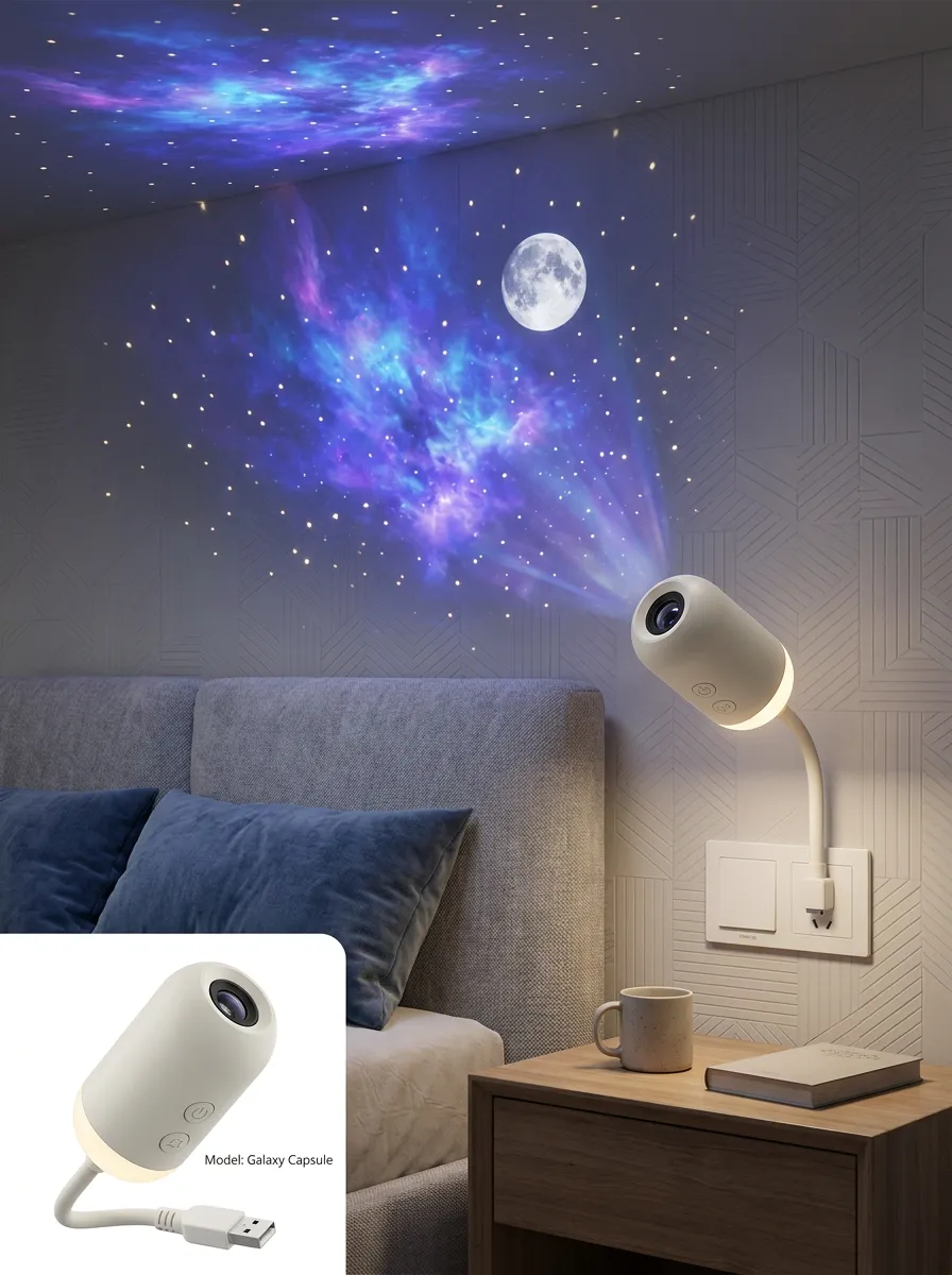 Orbit Inspired Moon And Star Galaxy Night Projector