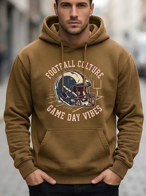 Men's American Football Helmet Game Day Printed Hoodie