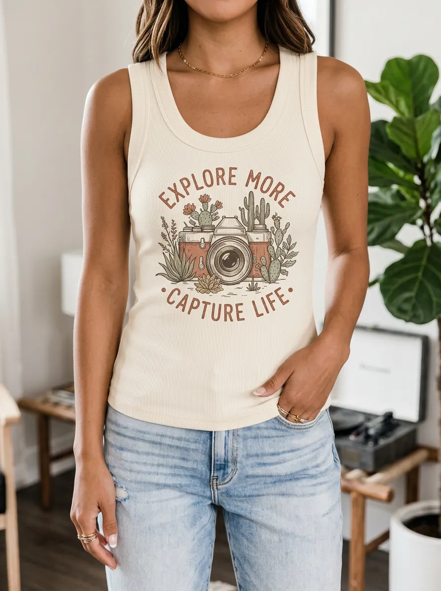 Photography Lover Cactus Camera Tank Top
