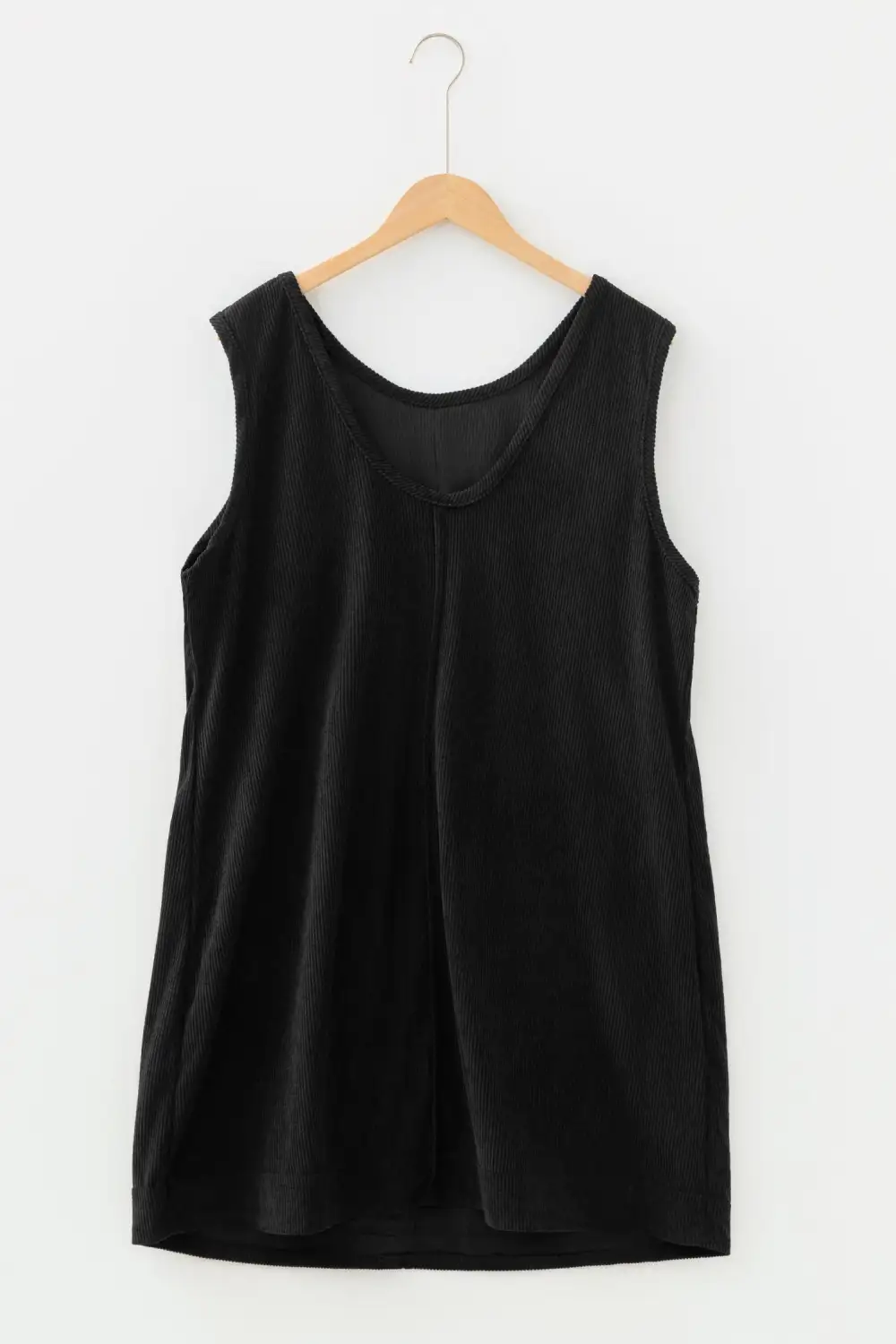 Balanced Detail Corduroy Pocketed Sleeveless Mini Dress