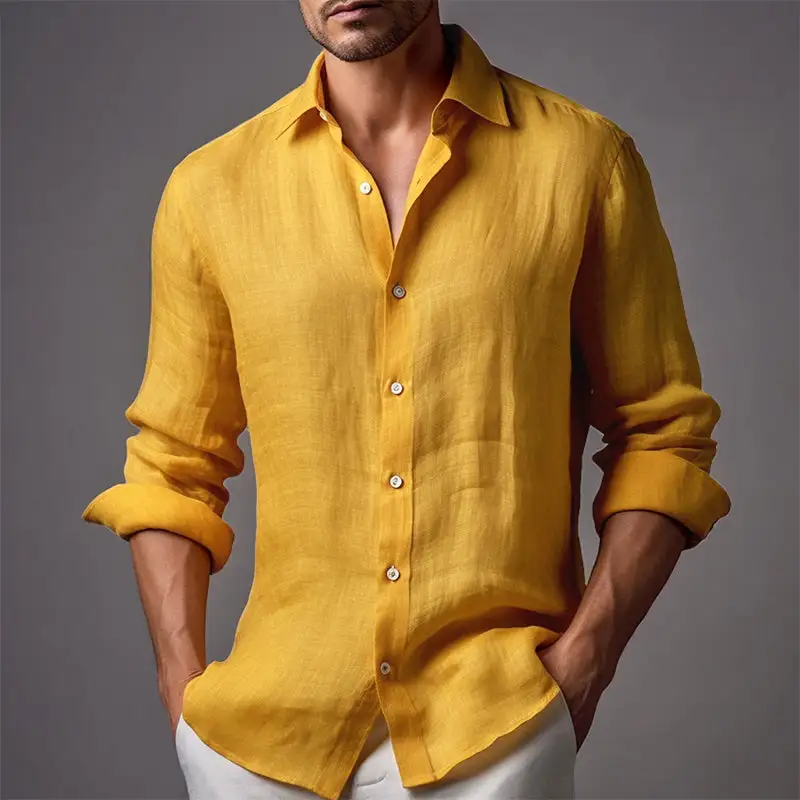 Camp Collar Button Linen Shirt