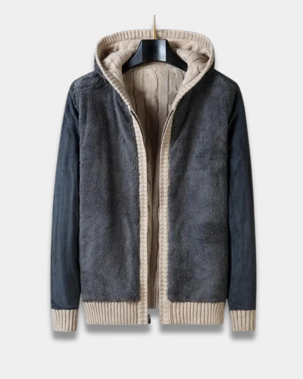 Fleece Lined Cable Knit Jacket