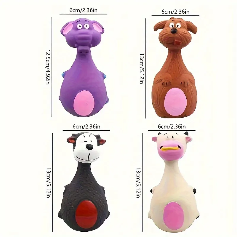 4 Pcs Squeaky Animal Dog Chew Toys