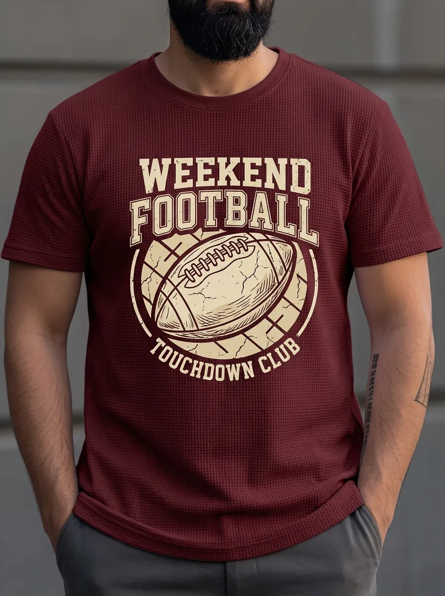 Men's Weekend Football Touchdown Club Graphic Printed T-Shirt
