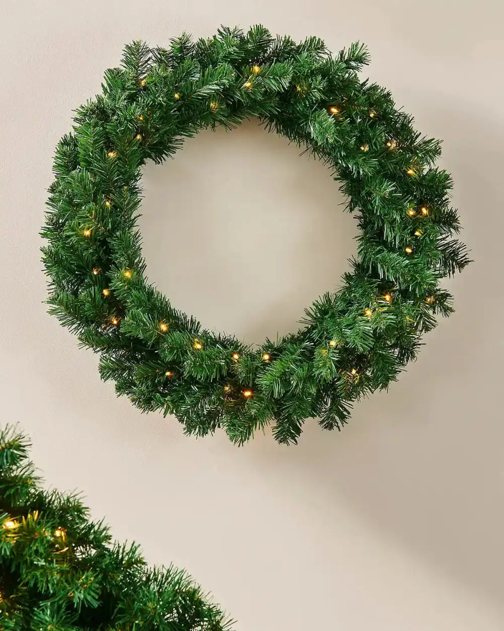 Pre-Lit Dense Evergreen Wreath