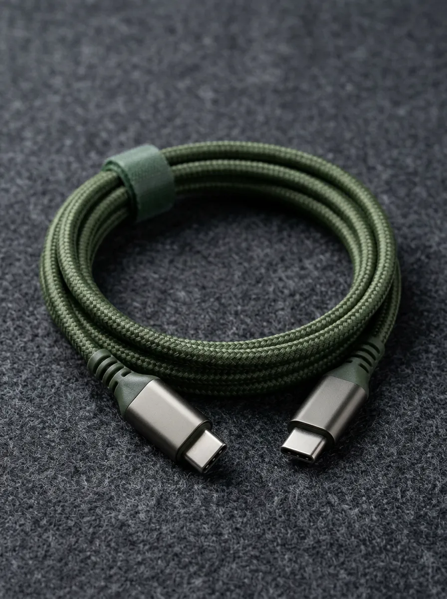 Olive Green Braided USB-C Charging Cable