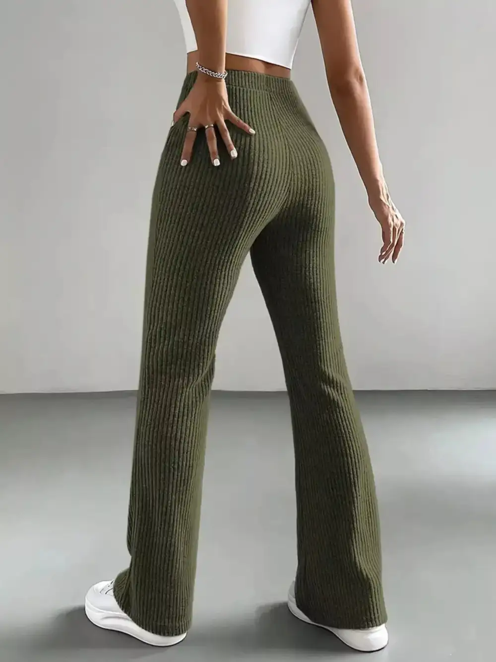 High Waist Flared Casual Pants