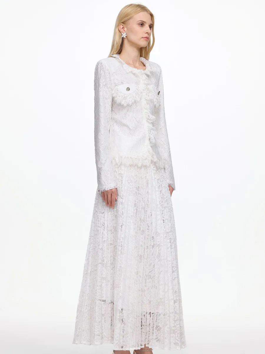 Marina Romantic Long Sleeve Lace Two Piece Set