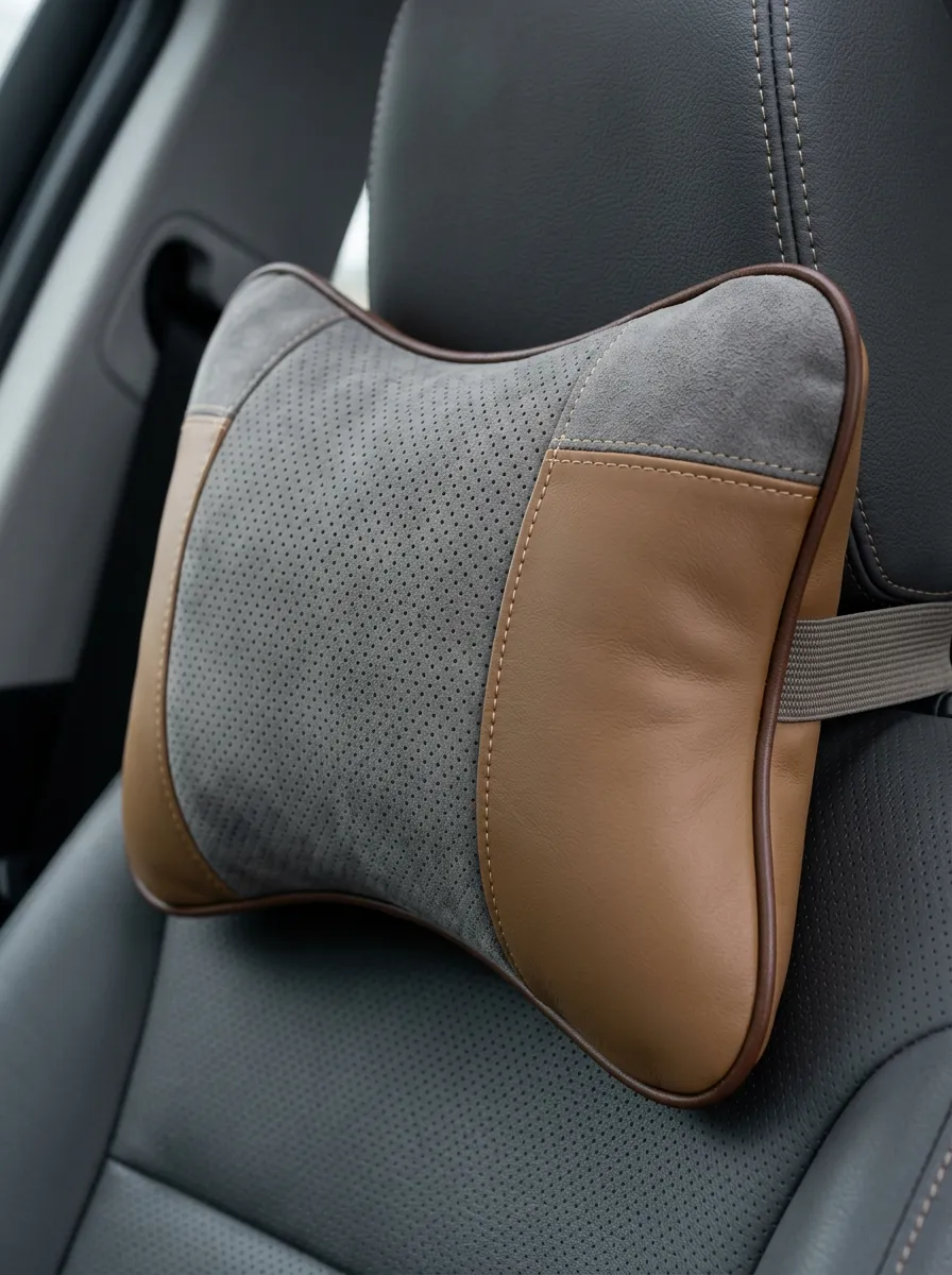 Neck-Support Perforated Leather-Look Car Neck Support Pillow