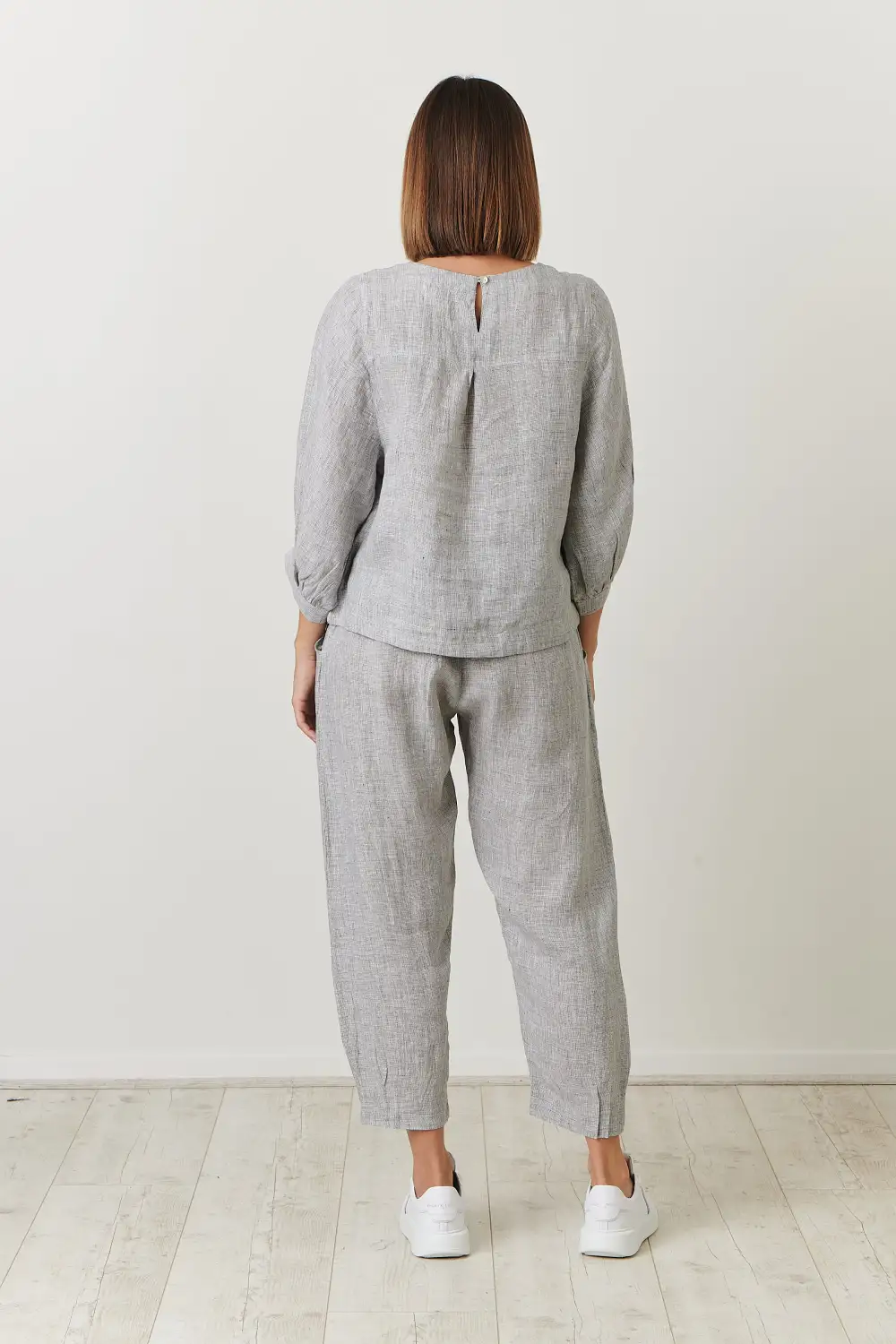 Ga563 Linen Pants In Congo Houndstooth