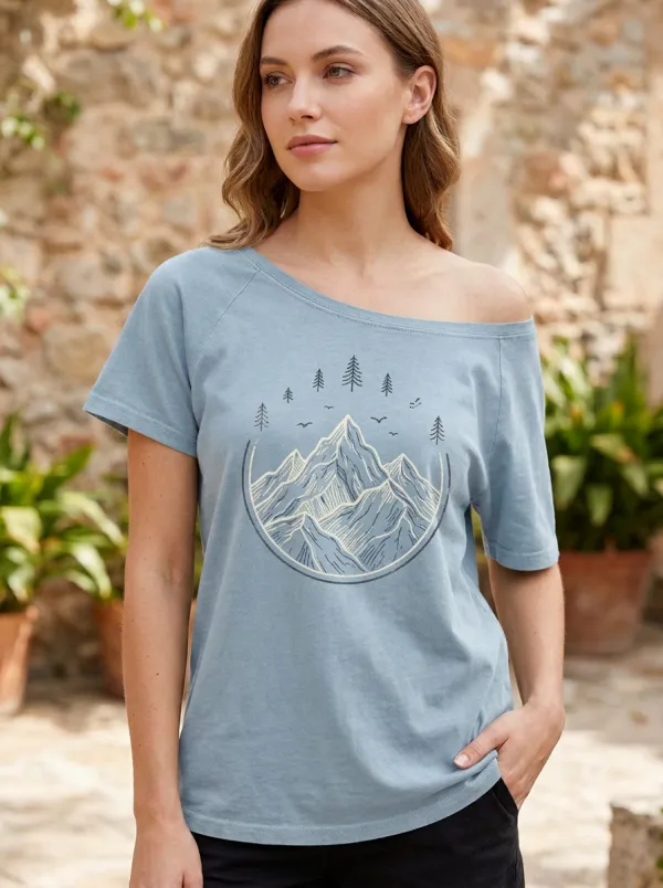 Women's Nature Lover Mountain Pine Forest Printed T-shirt