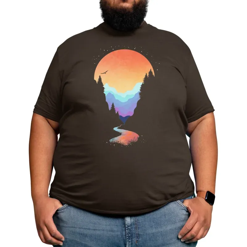 Loose Fit Basic Sunrise Print Cotton Short-Sleeved Shirt