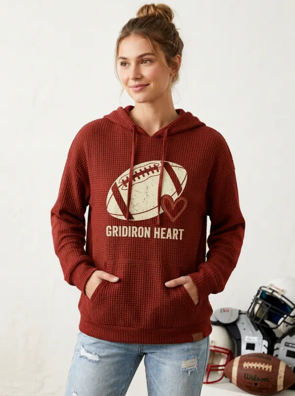 Women's Heritage Gridiron Heart Waffle Hoodie