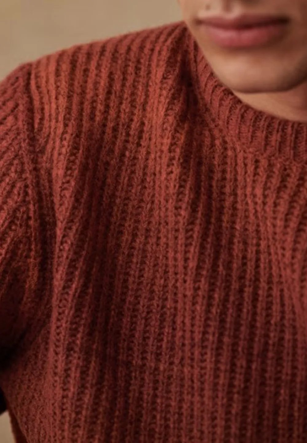 Blue Ombre Ribbed Knit Crew Neck Sweater