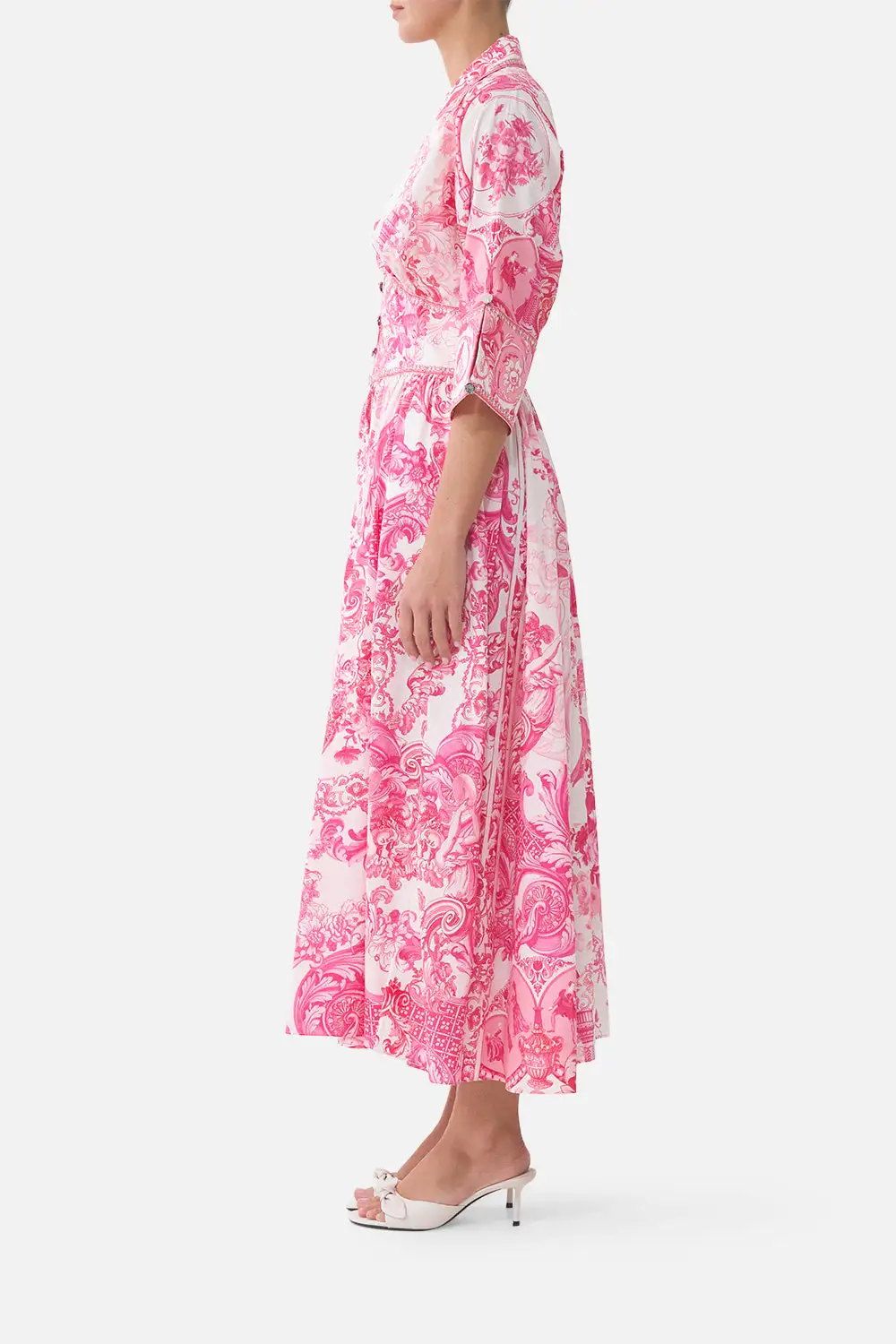 Shaped Waistband Midi Dress