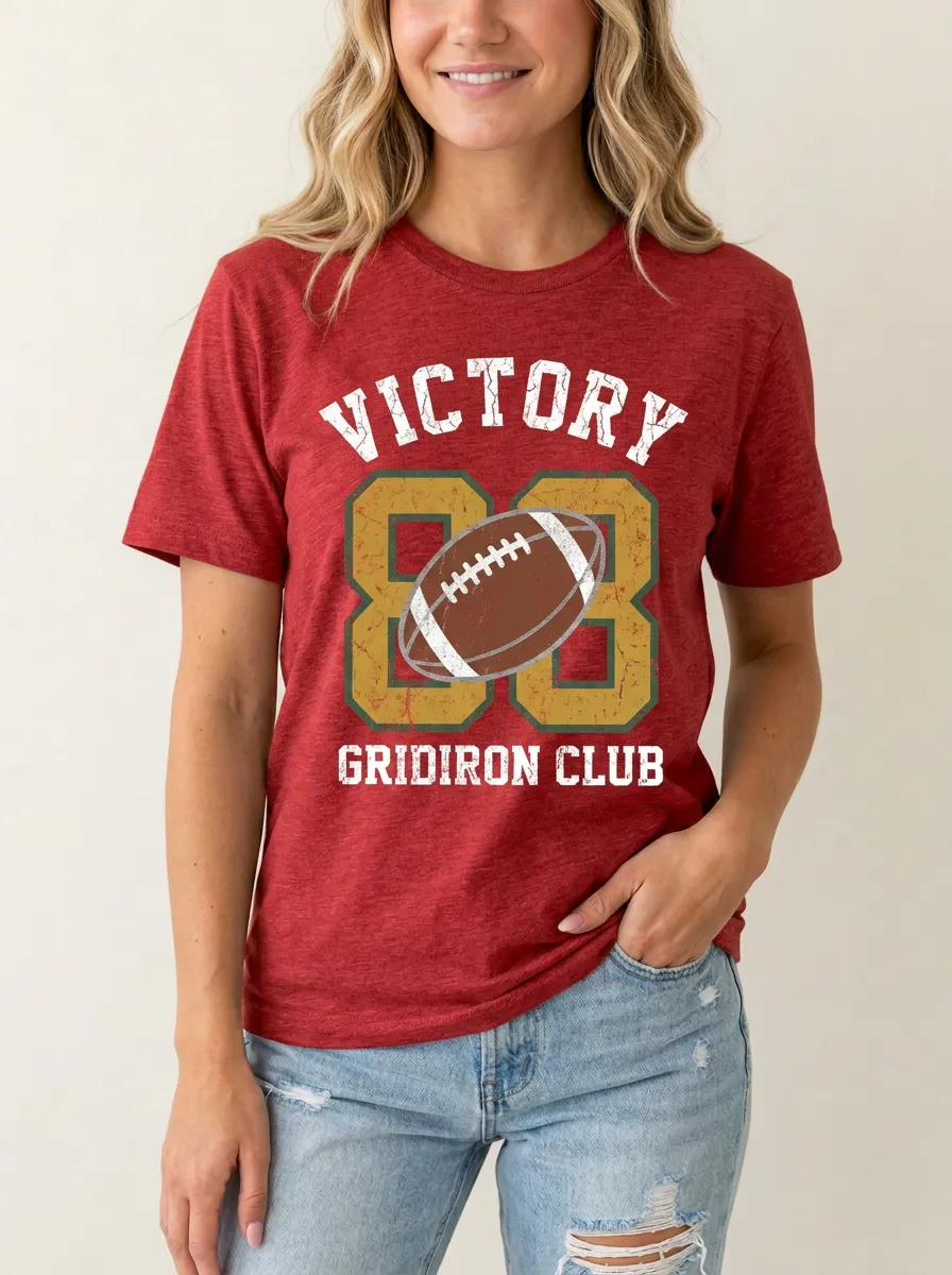 Women's Retro Inspired Gridiron Ball Crewneck T-Shirt