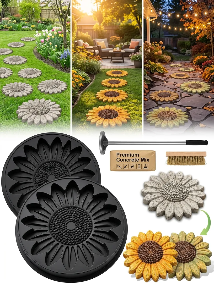 Sunflower Concrete Garden Stepping Stone Casting Kit