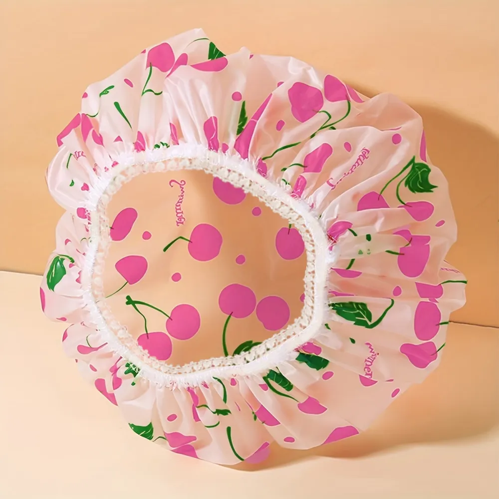 Cherry Print Shower Cap