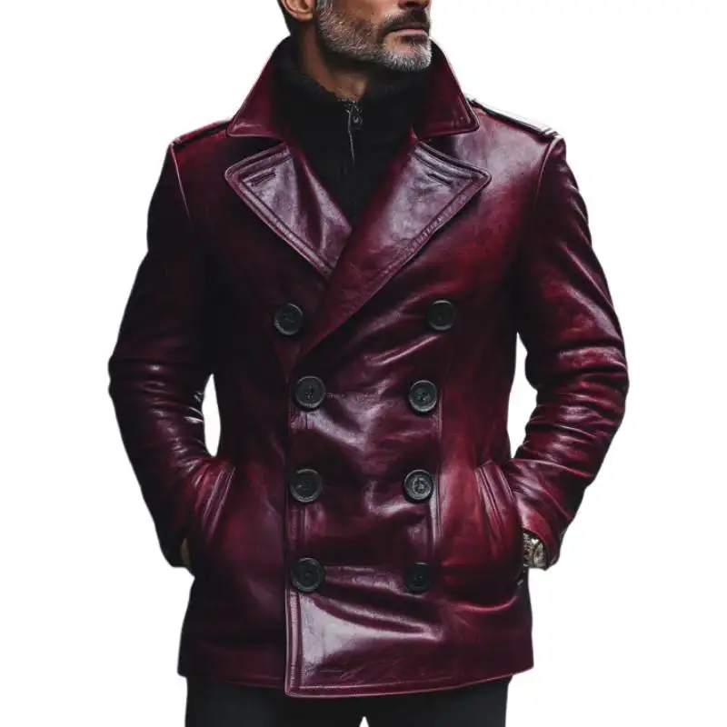 Textured Leather Coat