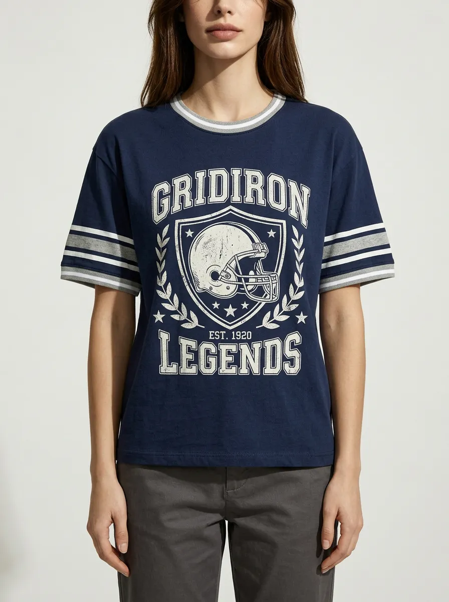 Women's American Football Gridiron Legends Helmet Printed T-Shirt