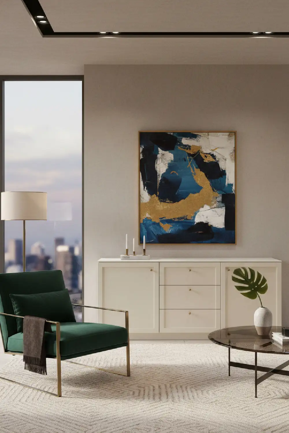 Marble Top Wooden Sideboard