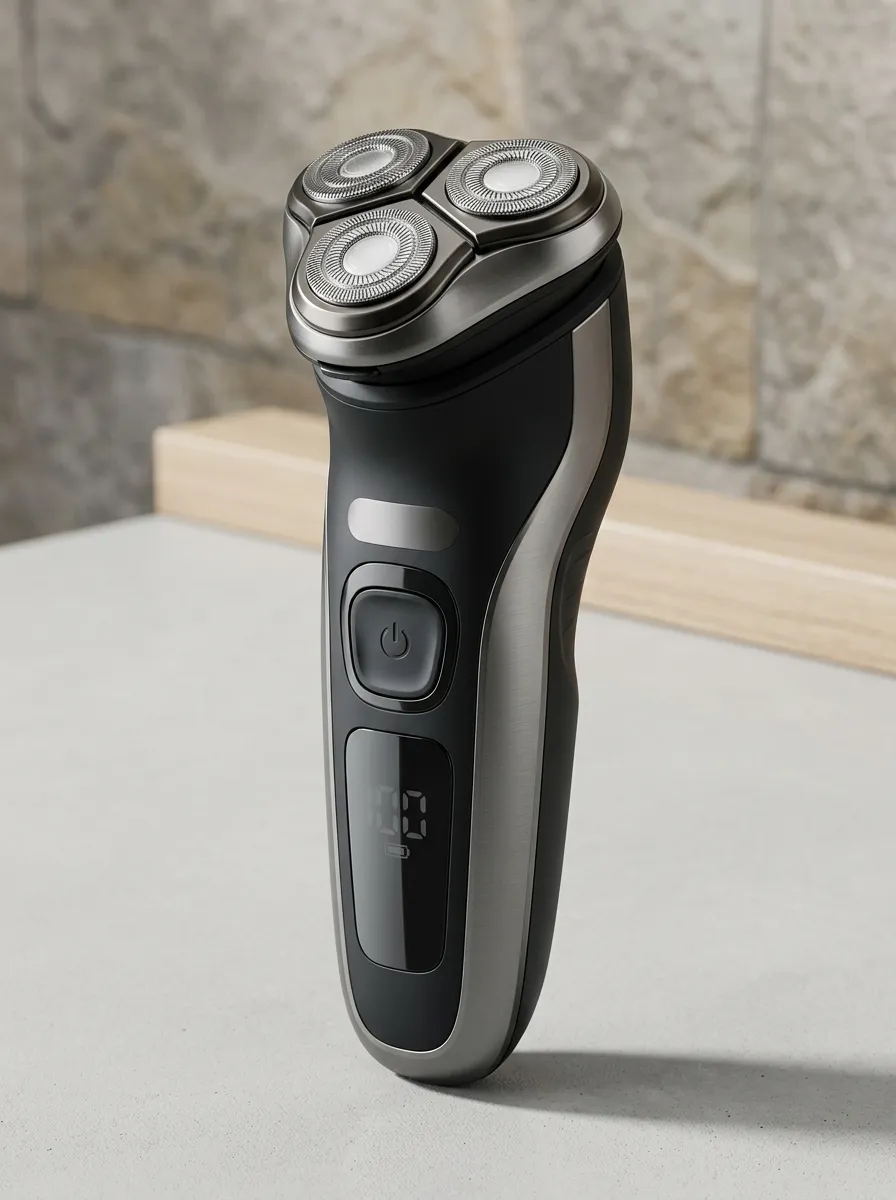 Rotary Triple-Head LED Display Electric Shaver for Personal Care