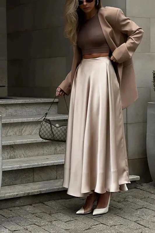 Satin Midi Skirt