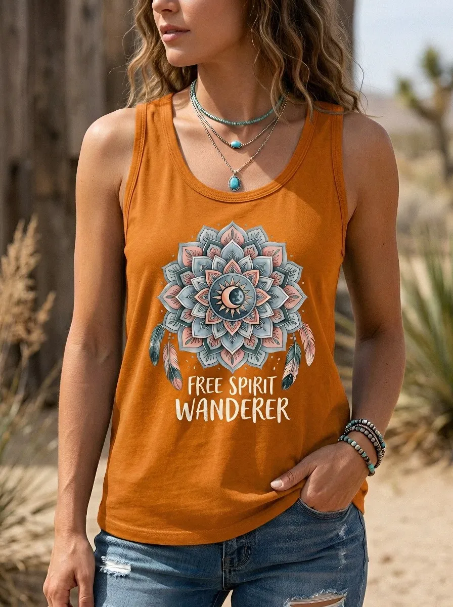 Boho Mandala Moon Tank Top