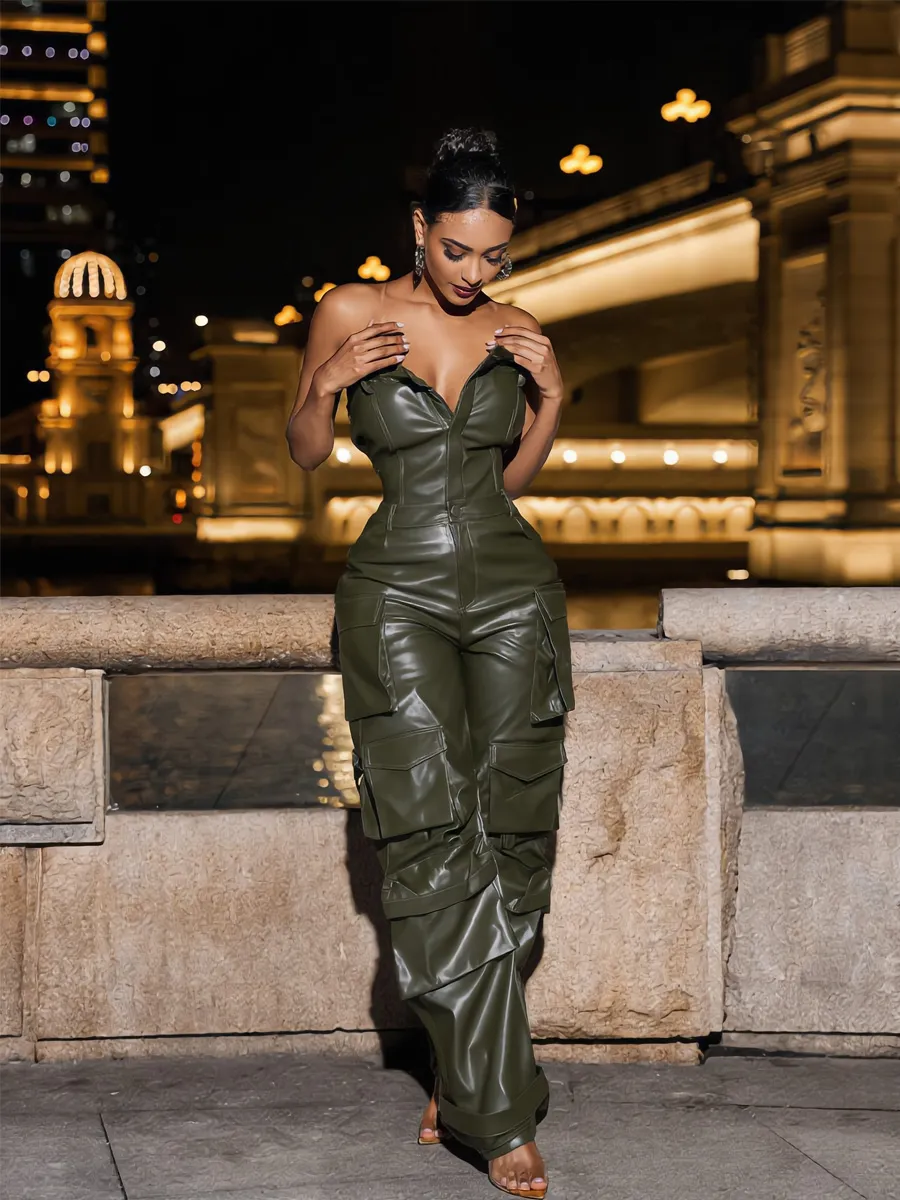 Mabel Faux Leather Jumpsuit