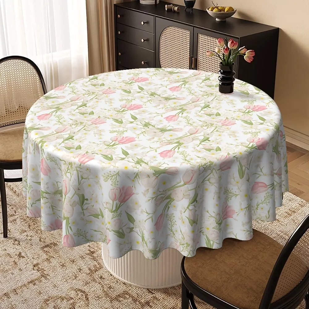 Tulip Print Round Tablecloth