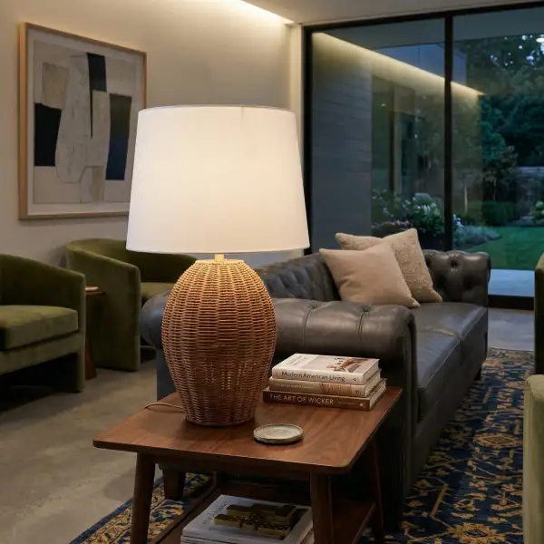 Refined Rattan Base Table Lamp